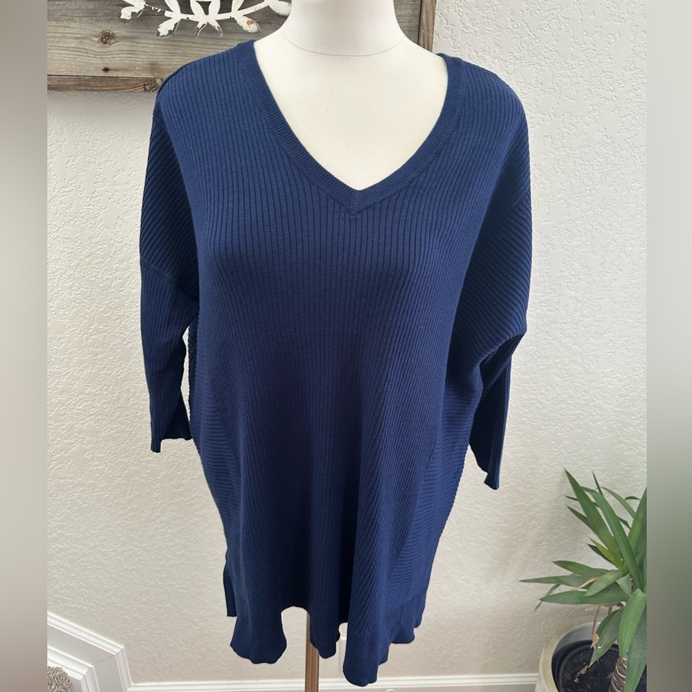 Lane Bryant Deep Blue‎ V-Neck Sweater 3/4 sleeve ladies size 14/16 NWT